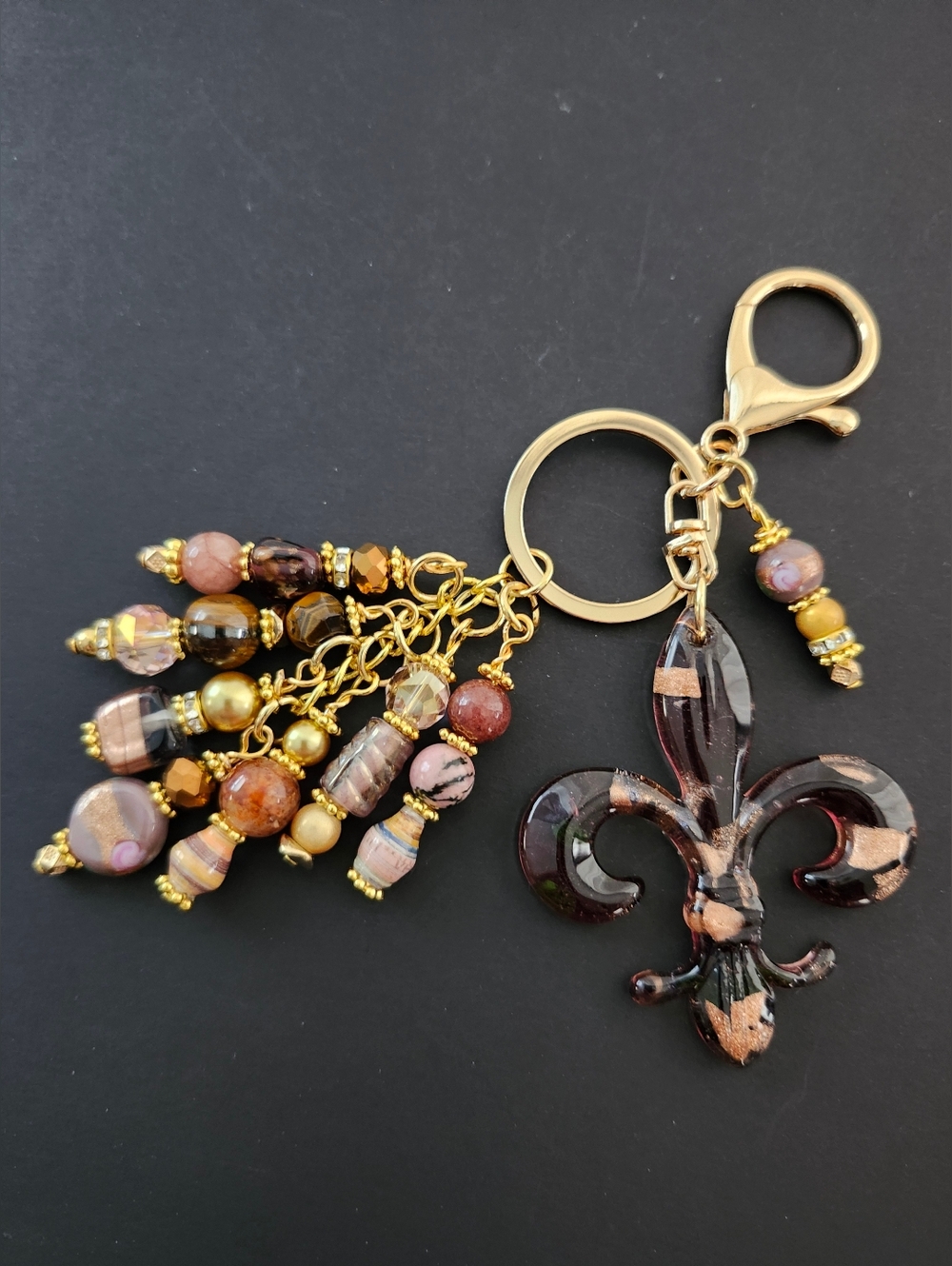 Flordelis Purse Charm or Keychain Agate Jasper Paper Crystal Handcrafted